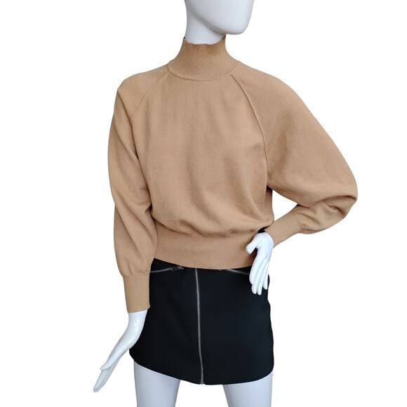 Marled Fine Knit Sweater Top Size Small High neck Dolman Long Sleeve Brown - Picture 2 of 8